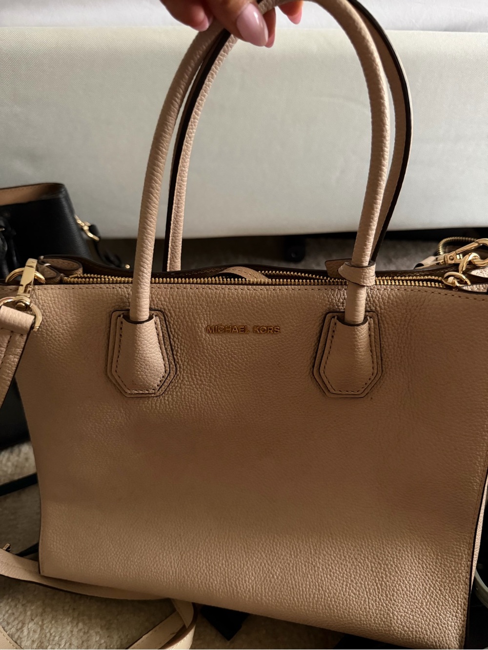 Michael Kors Blush Pink Leather Satchel with Gold Hardware